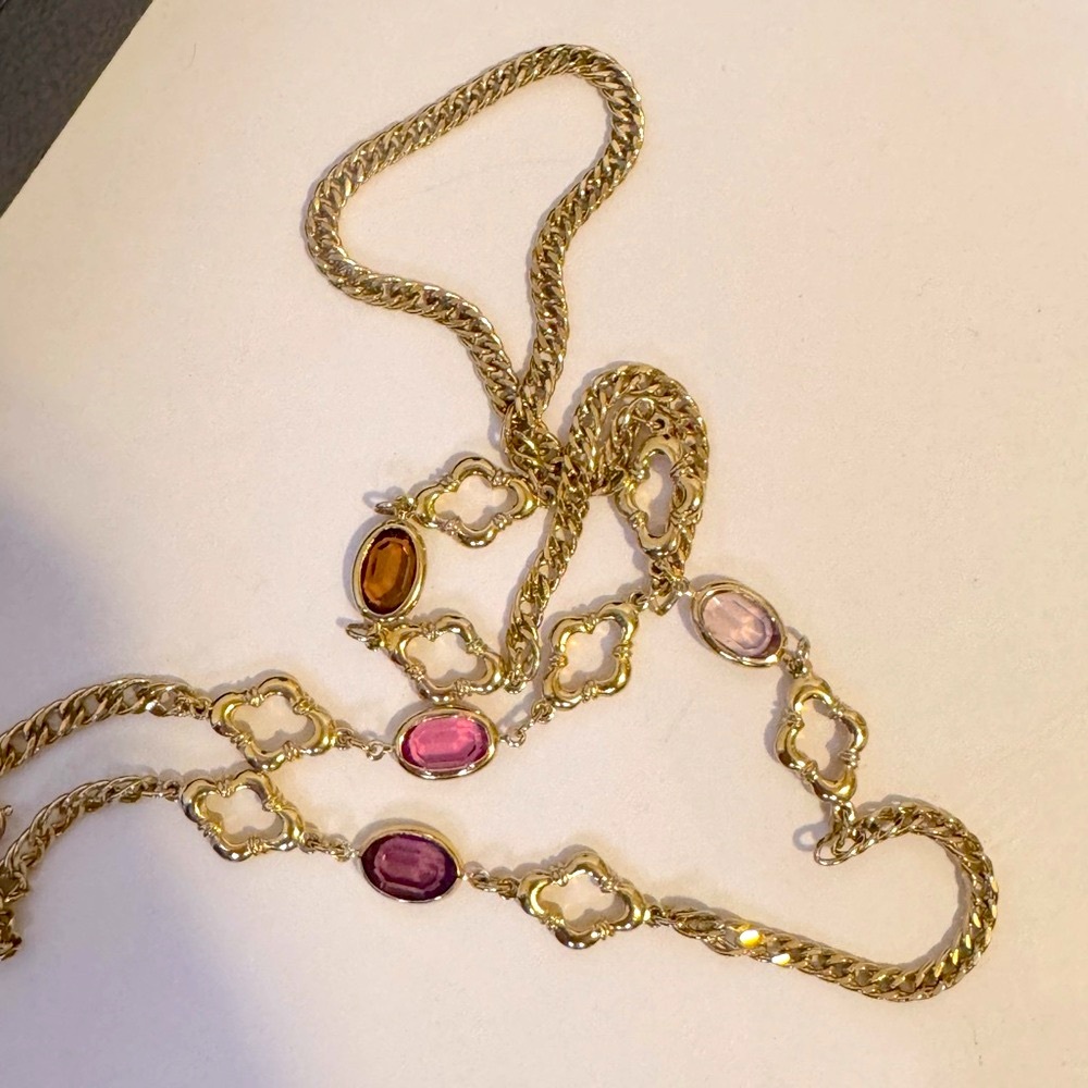 Avon Gold-Tone Gem Chain Necklace - Picture 2 of 3